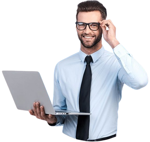 Professional businessman with laptop